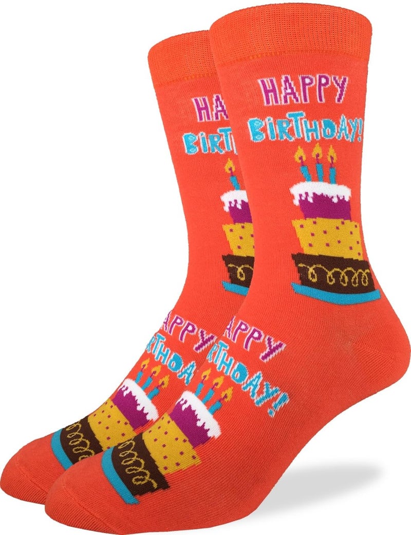 Good Luck Sock Men's Happy Birthday Socks, Adult, Shoe Size 7-12 - Image 1